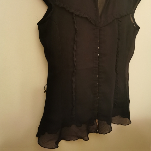 GUESS black short sleeved blouse see-through S - Picture 7 of 9